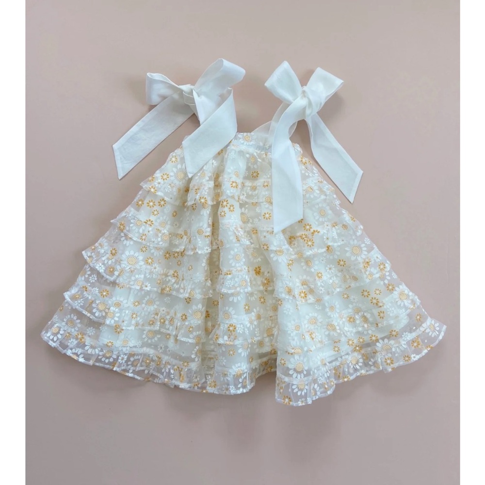 Floral Ruffled Dress with Bows - size 2